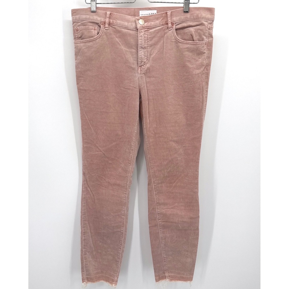 LOFT Womens Corduroy Pants 30 / 10 Pink Raw Hem Skinny Fine Wale Cords